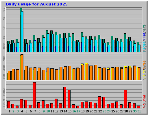 Daily usage for August 2025